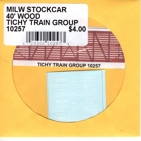 HO Scale Tichy Train 10257 Milwaukee Stockcar 40' Wood Decal Set