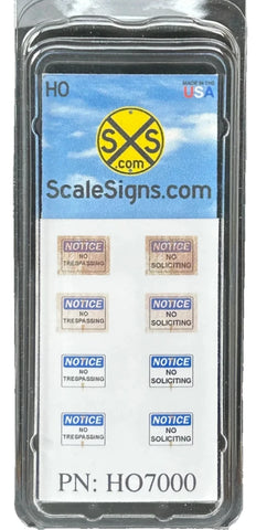HO Scale ScaleSigns.com 7000 No Trespassing & No Soliciting Sign (8) pcs
