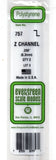 Evergreen 757 Styrene Z Channel Strips 14" 35cm .250" 6.3mm pkg (2)