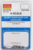 N Scale Micro Trains 102026 Silver Passenger Car Couplers 2 pr