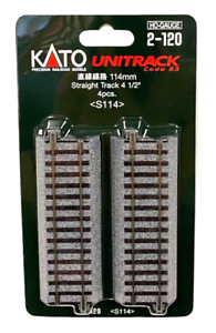 HO Scale Kato Unitrack 2-120 Straight Track 4-1/2" 114mm pkg (4)