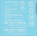 HO Scale Tichy Train 10419 Akron Canton & Youngstown White Roadname Decal Set