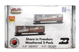 N Micro Trains 983105109 Northern Pacific Weathered 50' Freedom (2) Boxcar Set