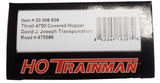 HO Scale Atlas 20006639 DTJX 475586 Thrall 3-Bay Covered Hopper