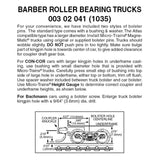 N Scale Micro Trains 302041 Barber Roller Bearing w/Short Couplers (1) Pair
