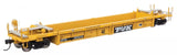 HO Scale Walthers MainLine 910-8439 Large black & white TTX logo w/yellow conspicuity stripes TTX DTTX 747414 Thrall Rebuilt 40' Well Car