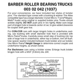 N Scale Micro Trains 302042 Barber Roller Bearing w/Medium Couplers (1) Pair