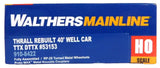 HO Scale Walthers MainLine 910-8422 Small Black & White logo TTX DTTX 53153 Thrall Rebuilt 40' Well Car