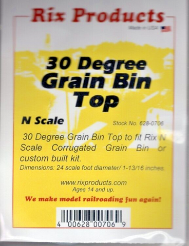 N Scale Rix Products 628-0706 30 Degree Grain Bin Top Kit