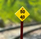 HO Scale ScaleSigns.com 2103c Yellow Railroad Speed Limit 50-40 Sign (2) pcs