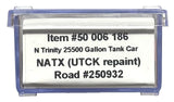 N Scale Atlas 50006186 NATX #250932 UTCK Repaint Trinity 25500-Gallon Tank Car