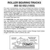 N Scale Micro Trains 302032 Roller Bearing Trucks w/Medium Couplers (1) Pair
