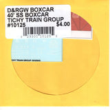 HO Scale Tichy Train 10125 D&RGW 40' SS Boxcar Decal Set