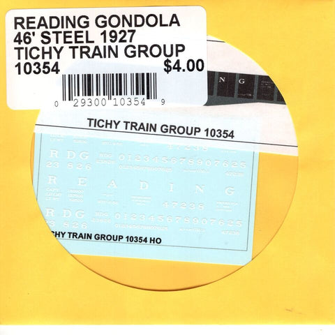 HO Scale Tichy Train 10354 Reading Gondola 46' Steel 1927 Decal Set