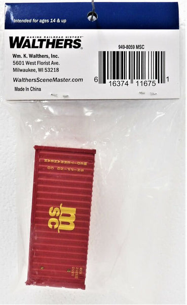 HO Walthers SceneMaster 949-8059 MSC Mediterranean Shipping 20' Red Co ...