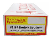 HO Accurail 6167 Norfolk Southern ACF 2-Bay Covered Hopper 3-Pack