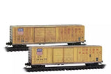 N Micro Trains 98305078 Union Pacific UP 50' Rib-Side Double-Door Boxcar 2-Pack
