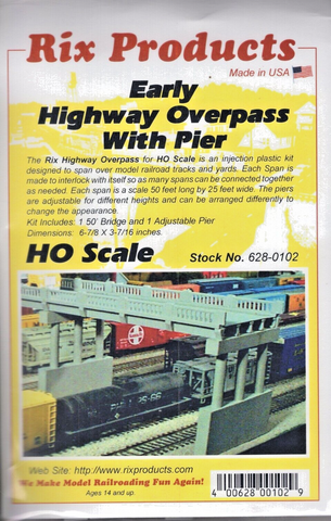 HO Scale Rix Products 628-0102 Early Highway Overpass with Pier