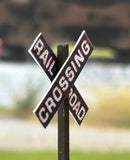 HO Scale ScaleSigns.com 20607-3d White on Black Railroad 3D Crossbuck Sign