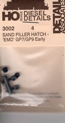 HO Scale Detail Associates 3002 Sand Filler Hatch - 'EMD' GP7/GP9 Early 4/Pkg
