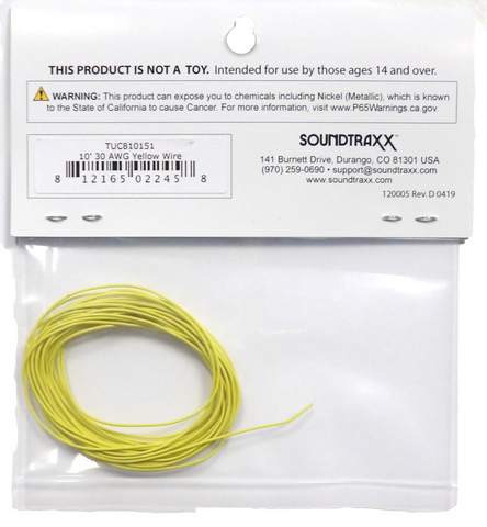 SoundTraxx 810151 Yellow 30 AWG Super-Flexible Wire 10' 3.1m Length
