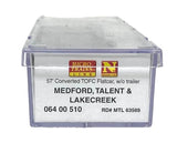 N Micro Trains 6400510 Medford, Talent & Lakecreek 57' 6" Flatcar Outhouse Load