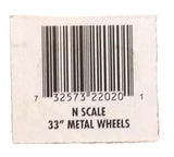 N Scale Atlas 22020 33" Blackened Metal Wheels pkg (12)