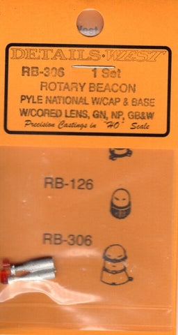 HO Scale Details West RB-306 1 Set Rotary Beacon Pyle National w/Cap & Base