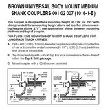 N Scale Micro Trains 102007 Brawn Assembled Body Mount Medium Shank Coupler