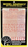Woodland Scenics MG710 Railroad Roman Red Numbers Dry Transfer Decals