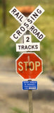 HO Scale ScaleSigns.com 240902 Crossbuck + 2 Tracks + Stop Sign + ID Sign
