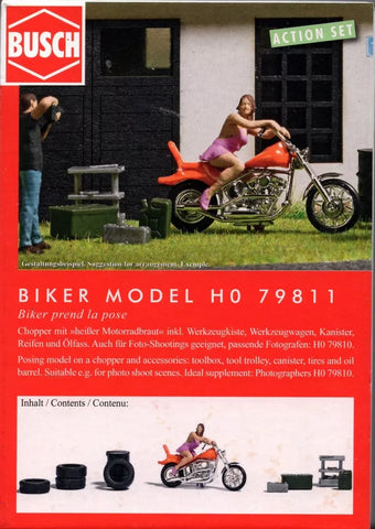 HO Scale Busch Gmbh & Co Kg 79811 Woman on Motorcycle w/tires Figure Set