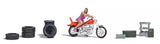 HO Scale Busch Gmbh & Co Kg 79811 Woman on Motorcycle w/tires Figure Set