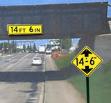 HO Scale ScaleSigns.com 3060cs 14'-6" Low Clearance + Bridge Signs (2) pcs ea