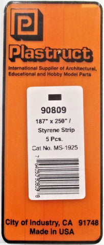 Plastruct 90809 MS-1925 Styrene Rectanger Strip .187 x.250" x 10" (10) pcs