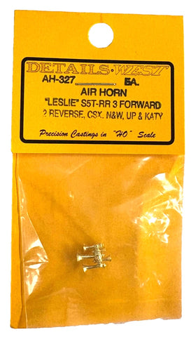 HO Scale Details West AH-327 S5T-RR Air Horn "Leslie" 3 Bells forward 2 Back