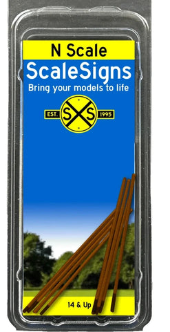 N Scale ScaleSigns.com 11002 Rust Round Sign Poles (8) pcs