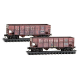 N Scale Micro Trains 983 05 089 Burlington CB&Q 33' Rib Side 2-Bay Hopper 2-Pack