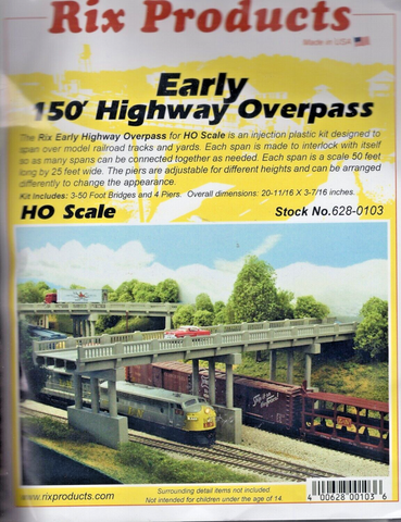 HO Scale Rix Products 628-103 Early 150' Highway Overpass