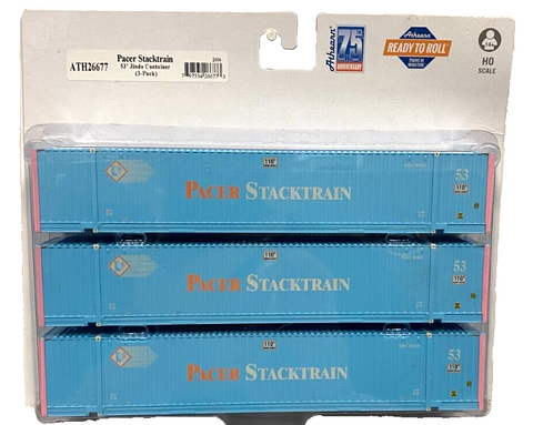 HO Scale Athearn 26677 Pacer Faded Blue 53' Jindo Container Set (3) pcs