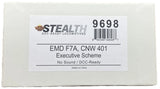 HO Scale Broadway 9698 Chicago and North Western 401 EMD F7 A- Standard DC - Stealth