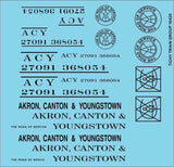 HO Scale Tichy Train 10420 Akron Canton & Youngstown Black Roadname Decal Set