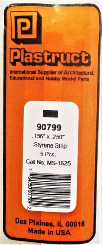 Plastruct 90799 MS-1625 Styrene Plastic Strips .160 x .250 x 10" pkg (5)