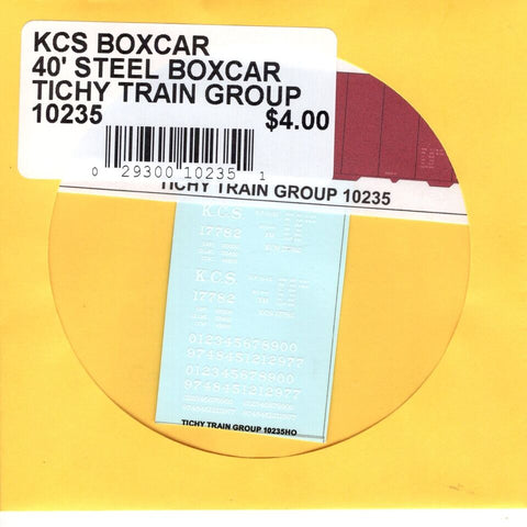 HO Scale Tichy Train 10235 KCS Boxcar 40' Steel Boxcar Decal Set