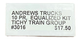 HO Scale Tichy Train Group 3016 Andrews Equalized Freight Car Trucks (10) Pr.