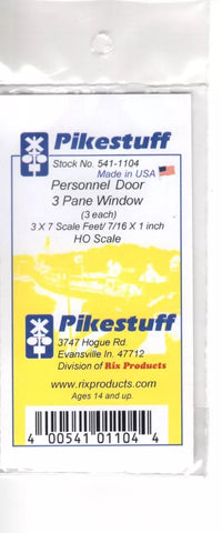 HO Scale Pikestuff 541-1104 Personnel Door 3 Pane Window pkg (3)