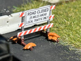 HO Scale ScaleSigns.com 403609 Type 3 Road Closed Local Only Traffic Barricade