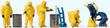 HO Scale Preiser Kg 10733 Firemen Wearing Yellow Hazmat Suits Figures Set pkg(8)