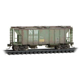 N Micro Trains 9544110 Weathered Norfolk & Western #514372 2-Bay Covered Hopper