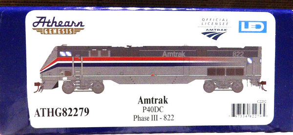 HO Scale Athearn G82279 Amtrak P40DC #822 Phase III DCC Ready ...